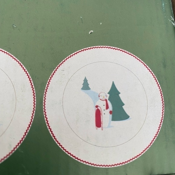 NEW IN THE BOX Martha Stewart Snowman Winter Jubilee Dessert Plates Set of 4 - Picture 7 of 8